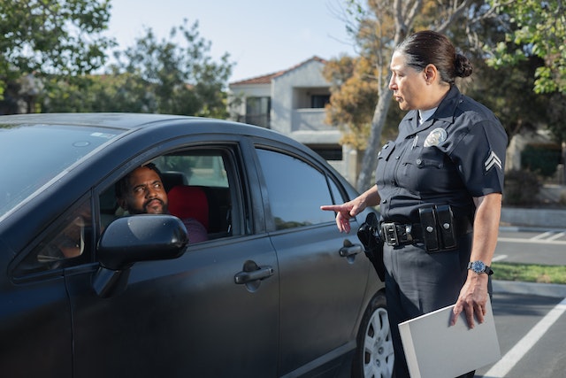person pulled over by cop