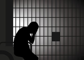 silhouette in jail cell