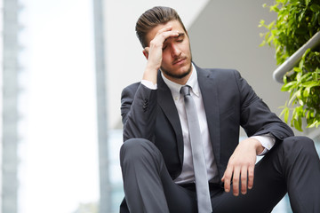 stressed man in suit