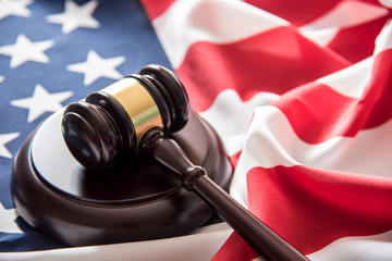 gavel and american flag