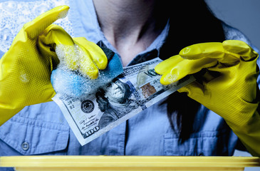 woman washing money