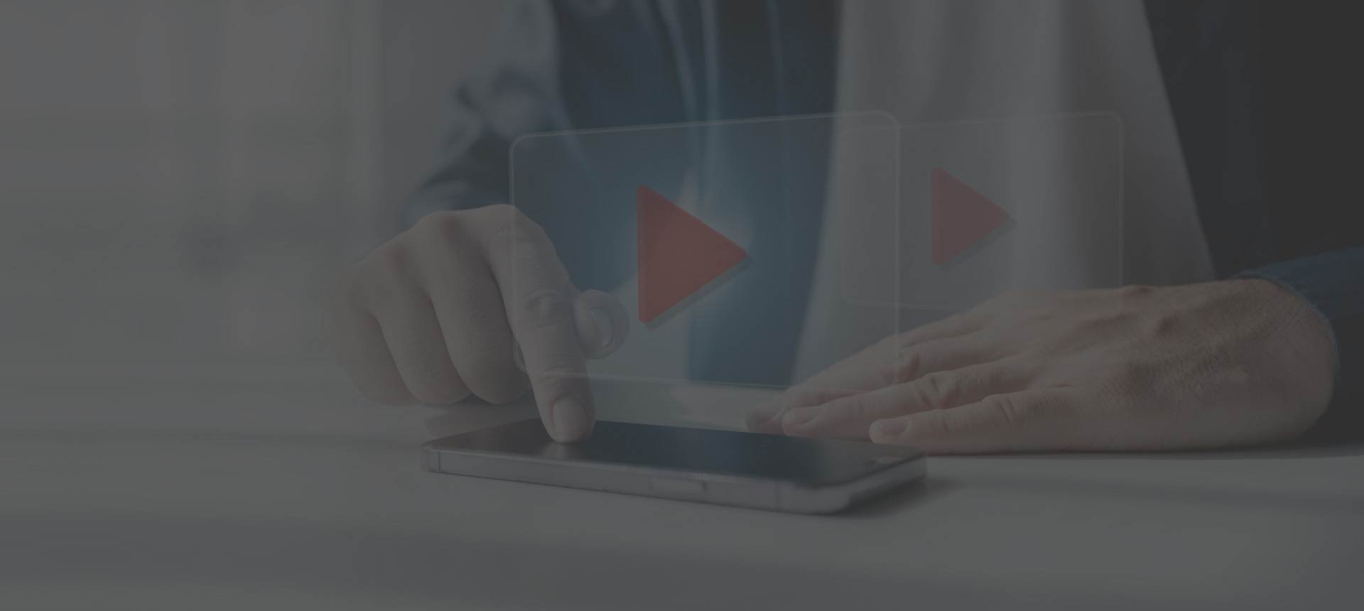 Person watching video clips on smartphones